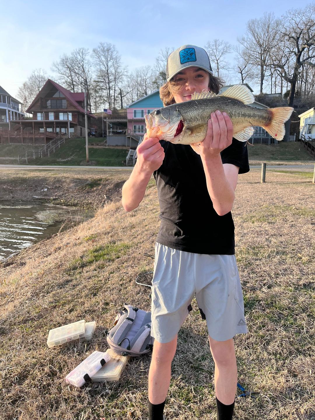 Riley Resnick holding a bass